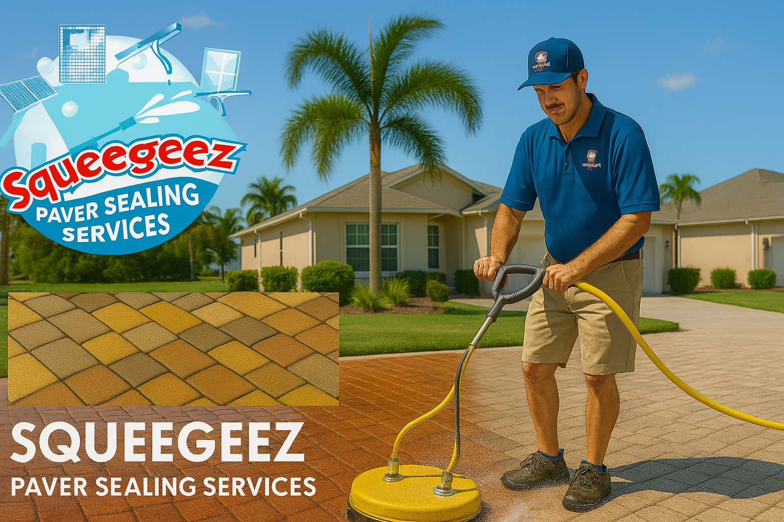 Paver sealing application by Squeegeez